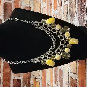 Yellow and Silver Toned Statement Necklace